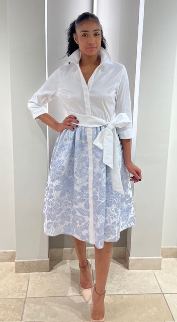 Shirt Dress w/ Brocade Skirt