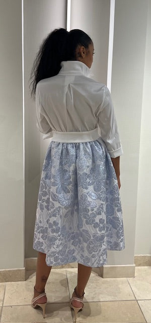 Shirt Dress w/ Brocade Skirt
