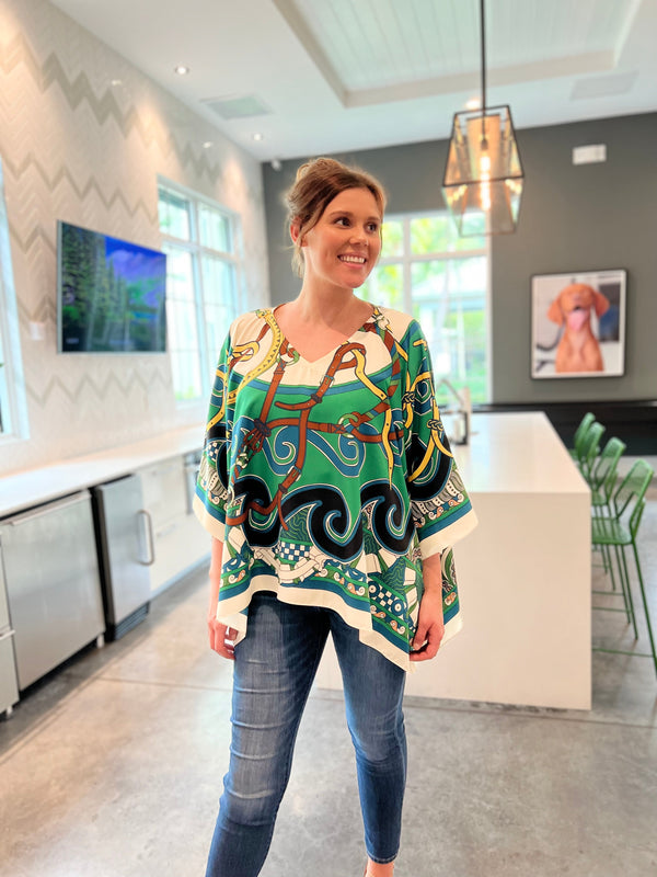 Tunic / Green Swirl and Straps