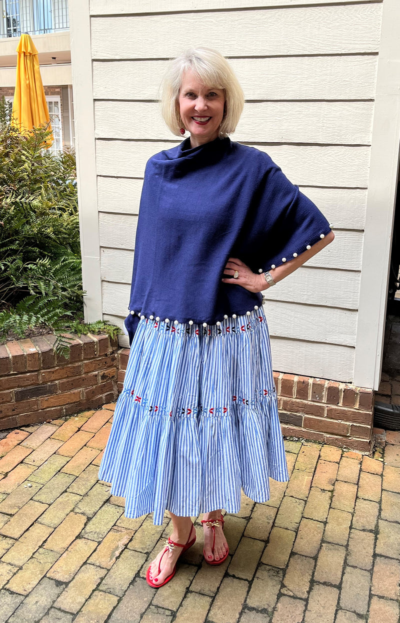 Pearl Poncho  One Size Navy
