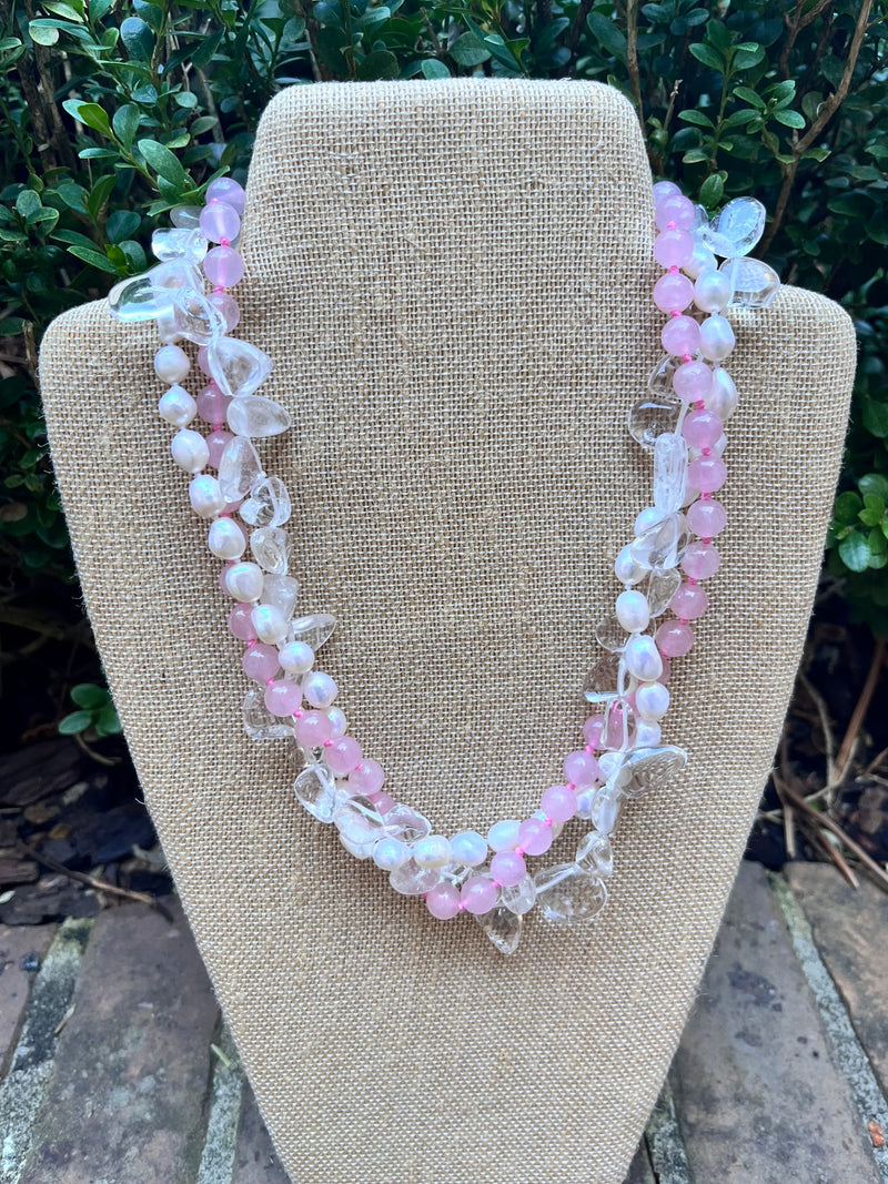 Stone Twist Necklace Pink