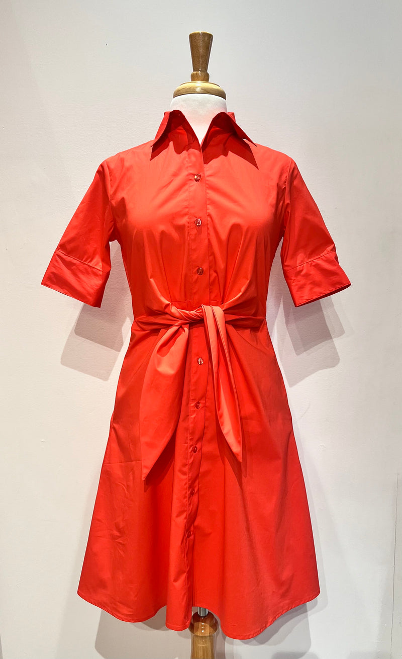 Tie Front Dress - 2 Colors 2 Coral
