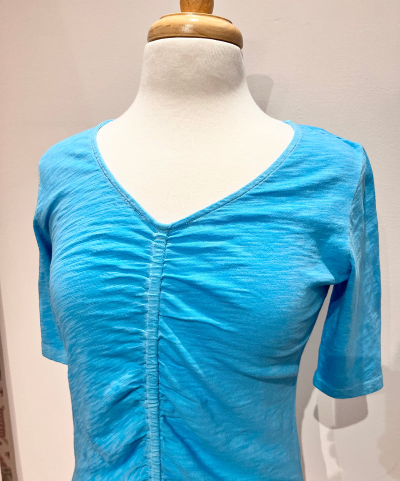 V-Neck Ruched Tee - 2 Colors