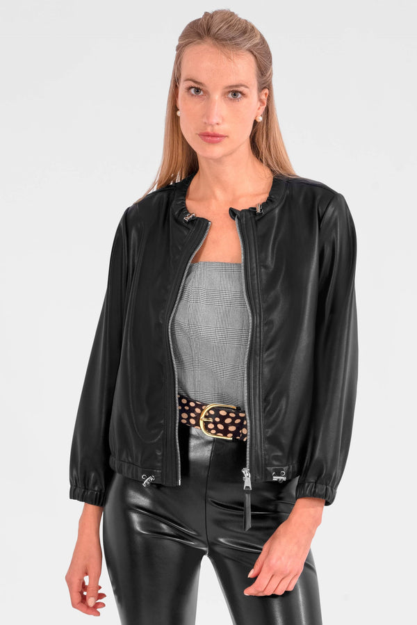 Leatherette Bomber Jacket