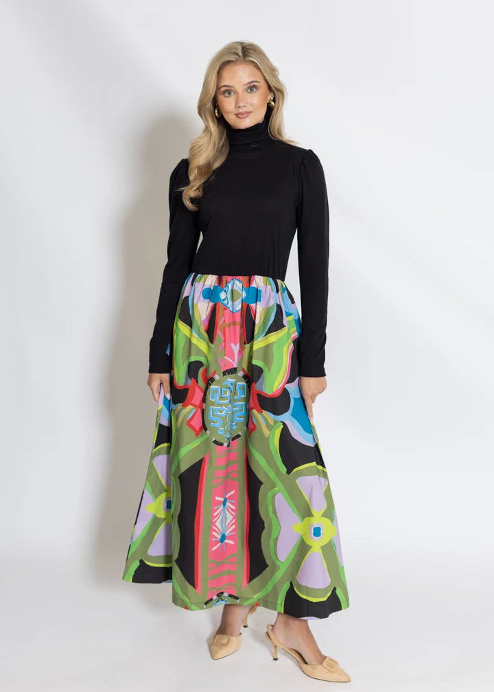 Mixed Media Turtle Neck Dress