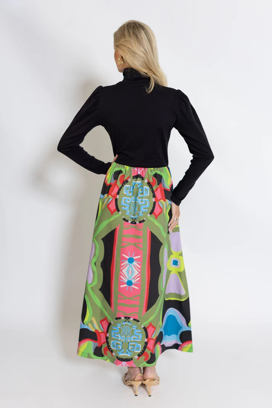 Mixed Media Turtle Neck Dress