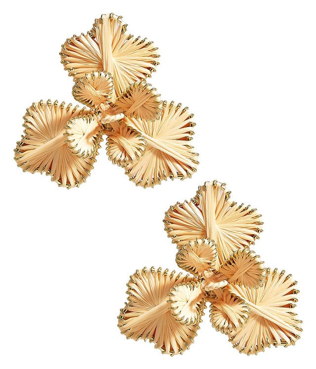 Kaia Raffia Flower Earring - 2 Colors Natural