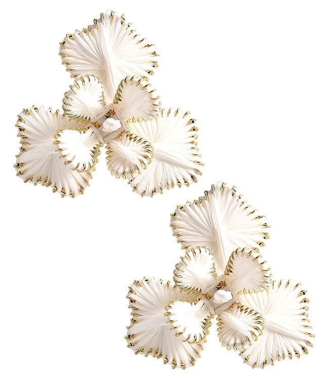 Kaia Raffia Flower Earring - 2 Colors White