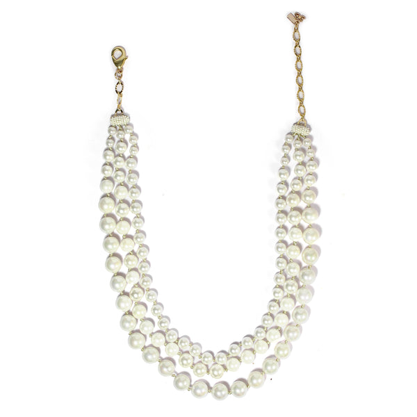 Three Line Pearl Necklace