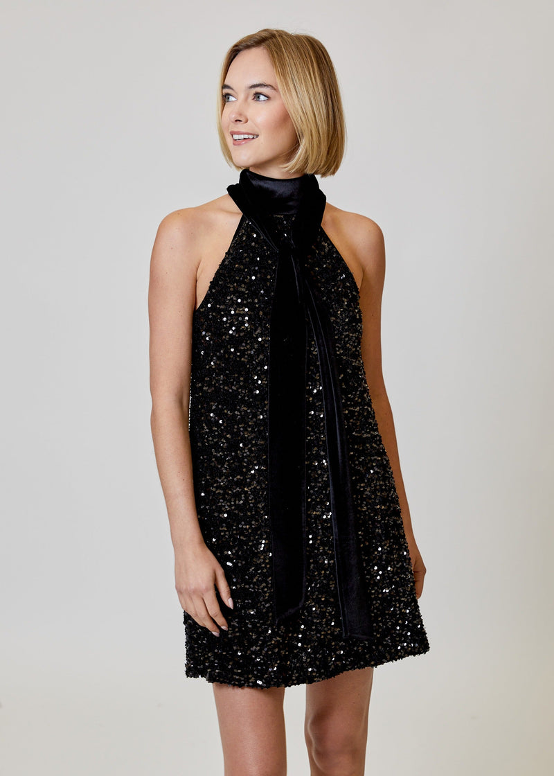 Sequin Dress with Tie