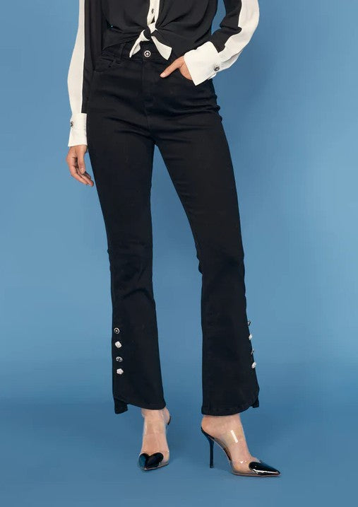 Button Trim Black Jean