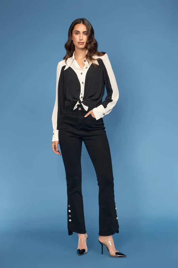 Button Trim Black Jean