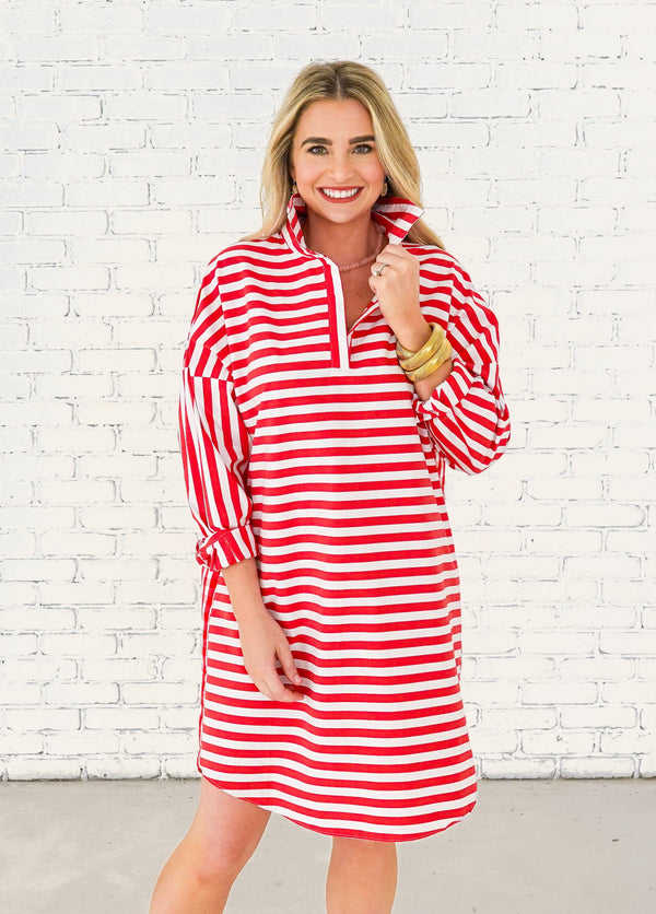 Preppy Dress - Stripe and Gingham Red