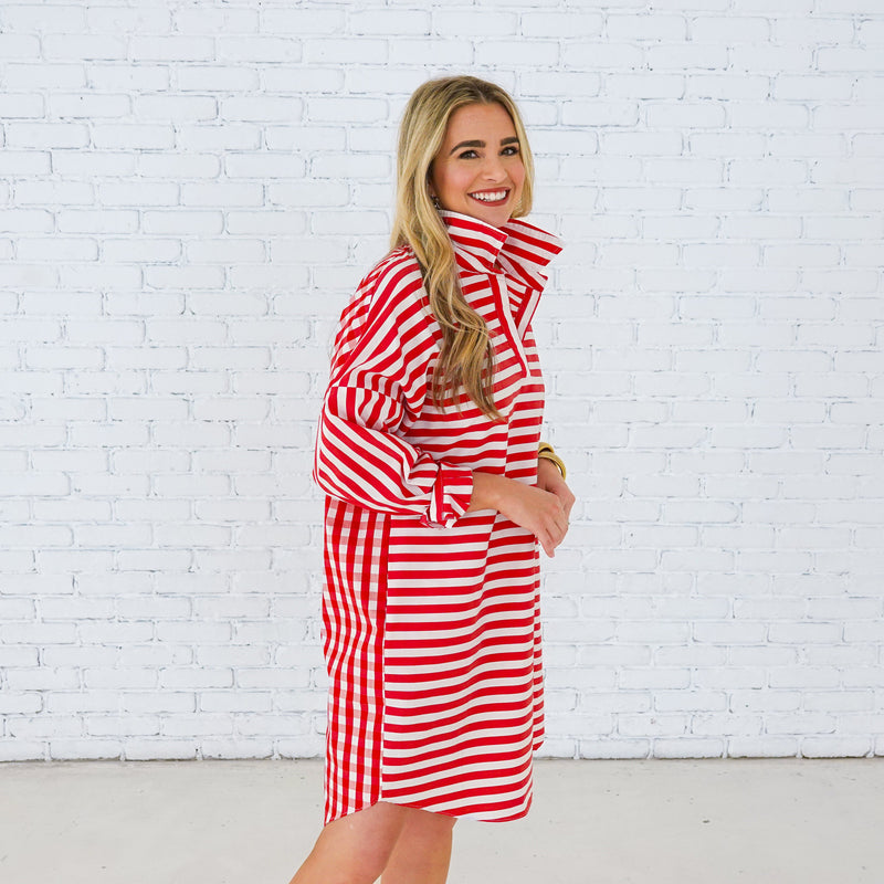 Preppy Dress - Stripe and Gingham Red