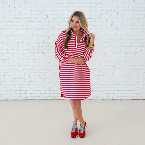 Preppy Dress - Stripe and Gingham Red