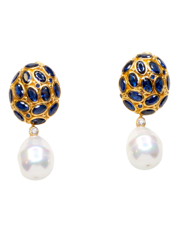 Sapphire Pearl Drop Earrings