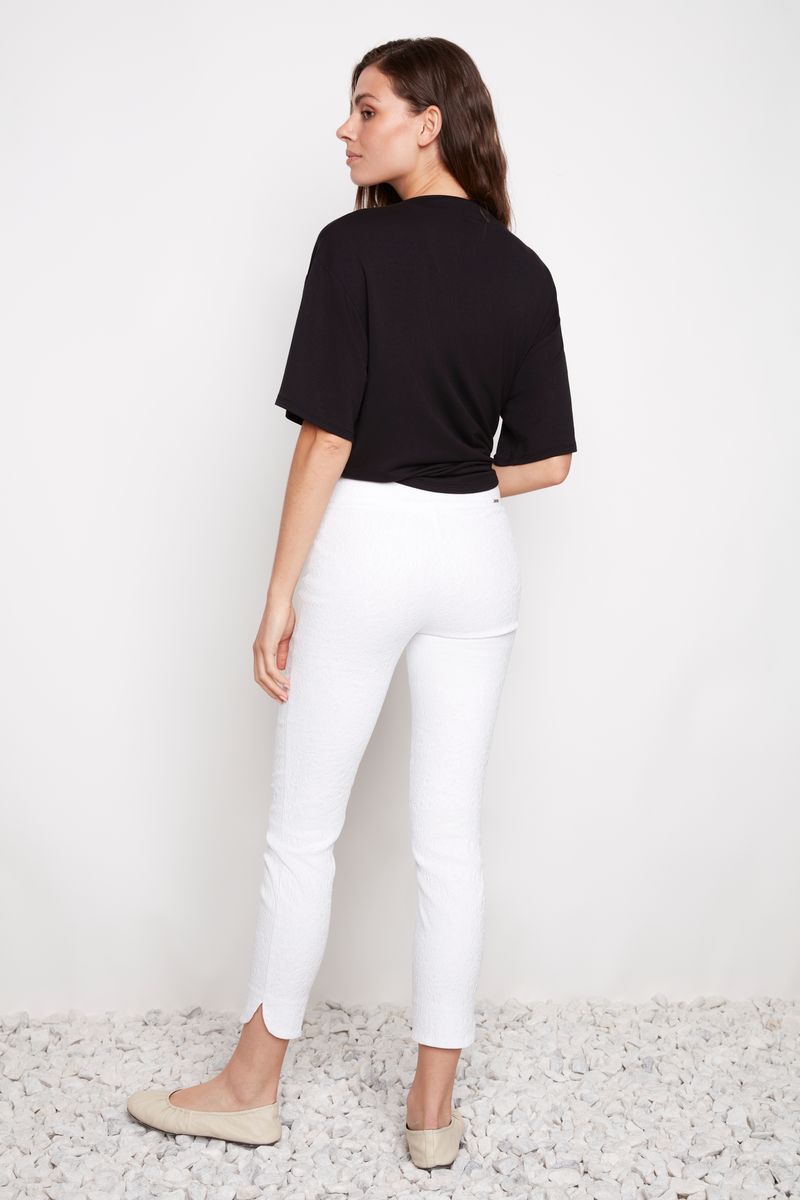 Loom Textured Petal Slit Ankle Pant