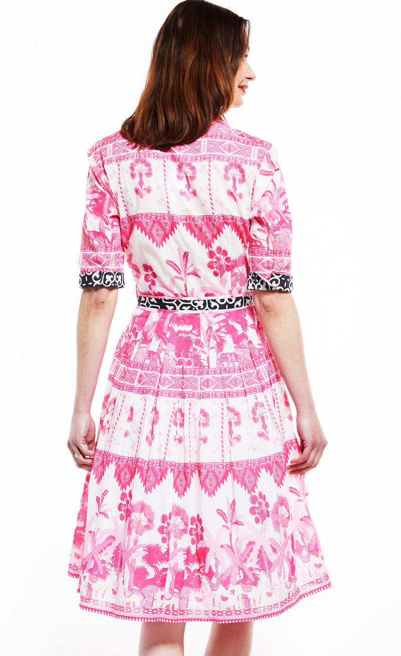 Mrs Maisel Dress With Pink Ikat Print