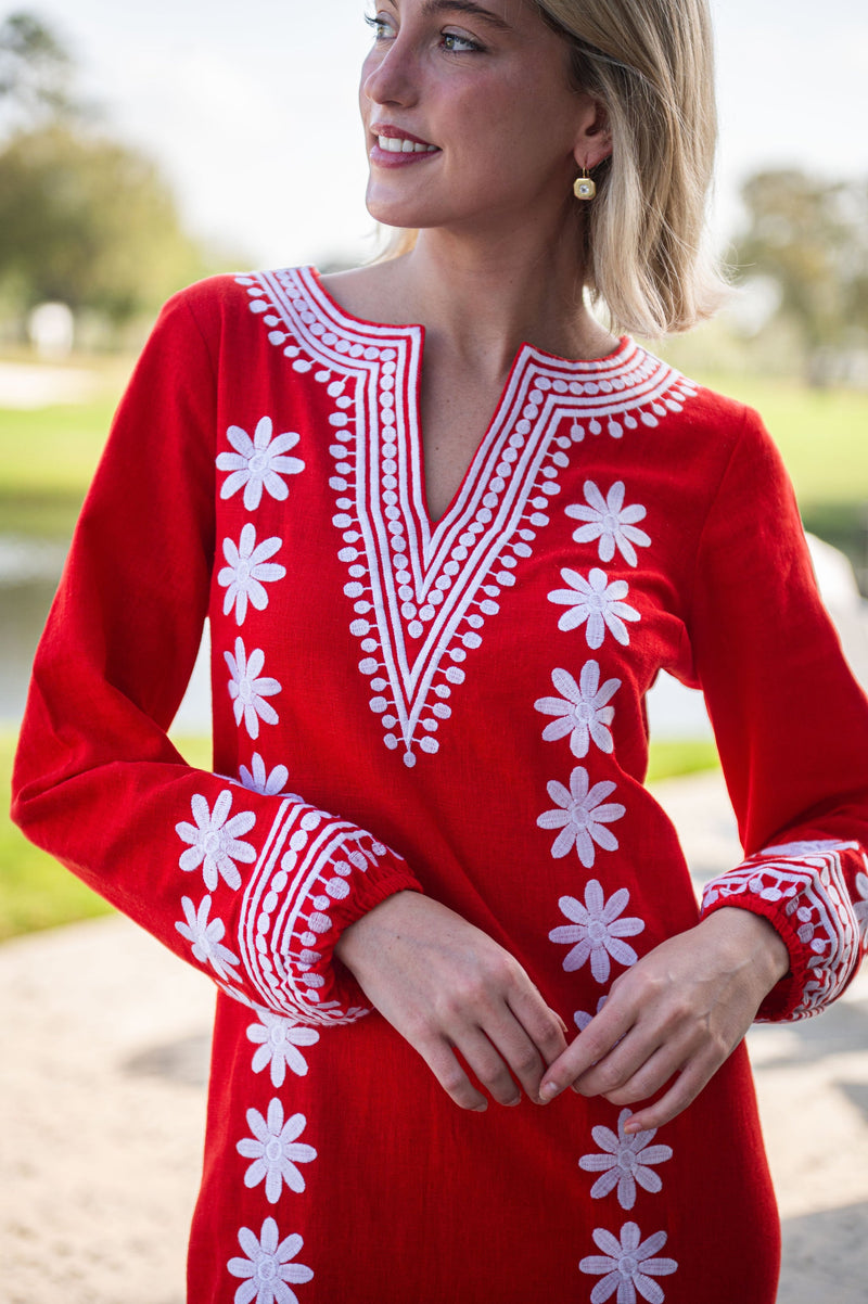 Tomato Embroidered Caftan