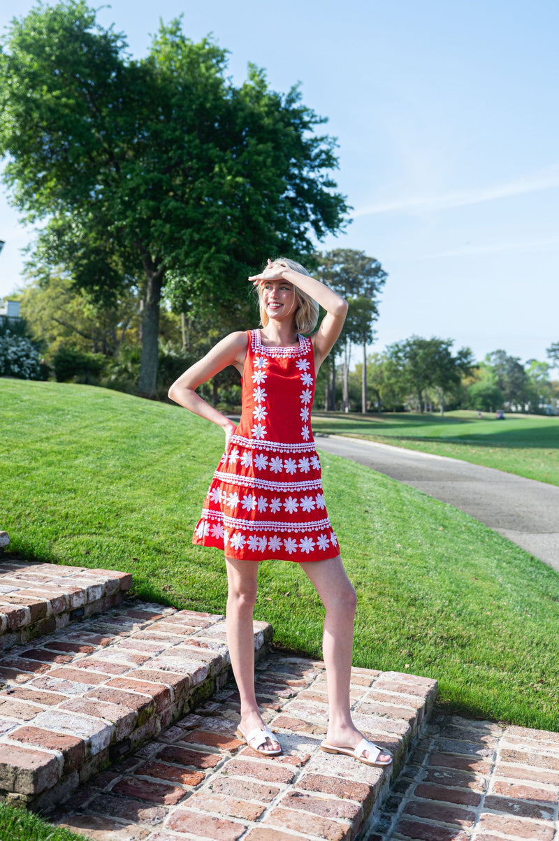 Tomato Embroidered Square Neck Dress