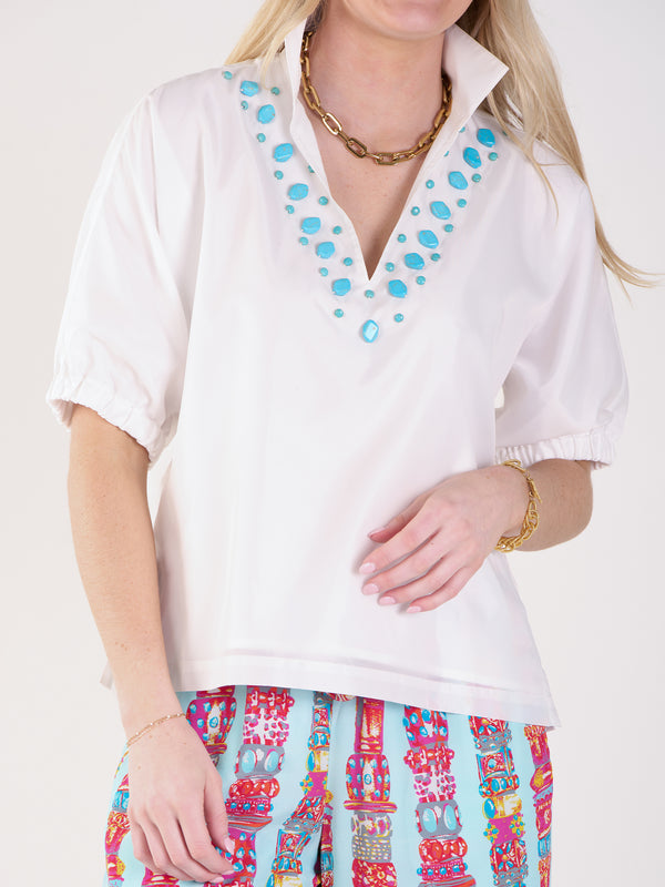 Poppy Top - White Taffeta