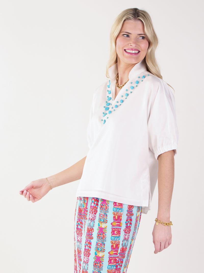 Poppy Top - White Taffeta