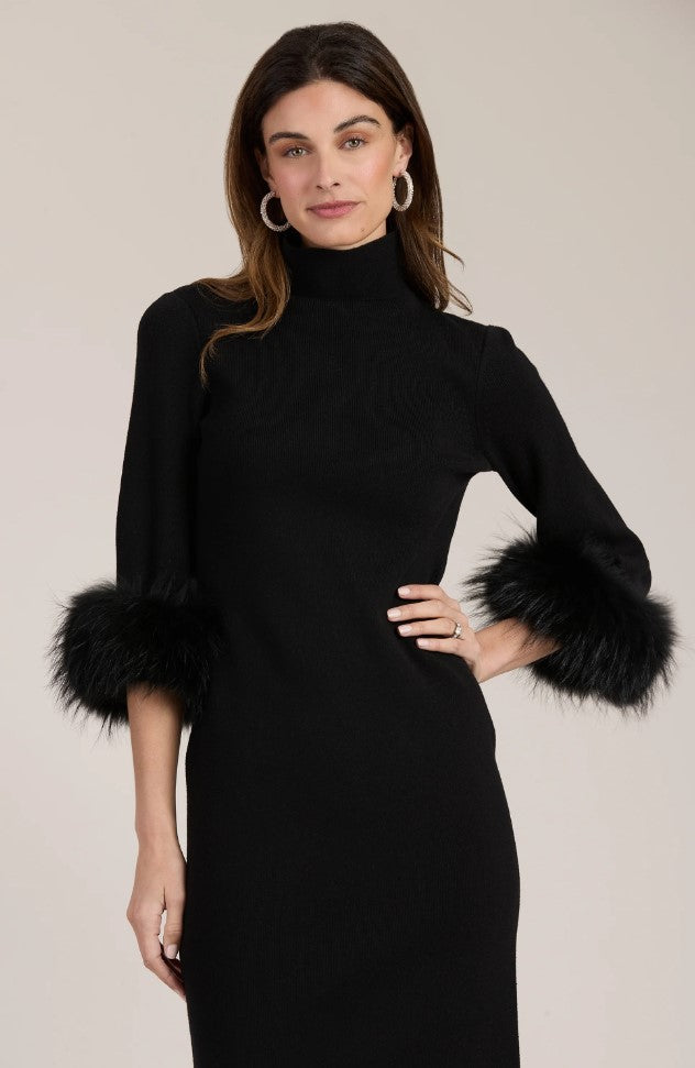 Sloane Fur Trimmed Knit Dress - 2 Colors