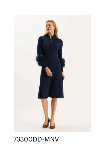 Celia Knit Dress w/ Fur