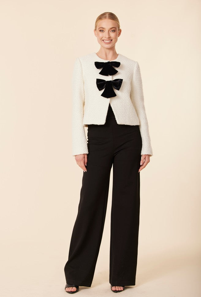 Velvet Bow Tweed Blazer
