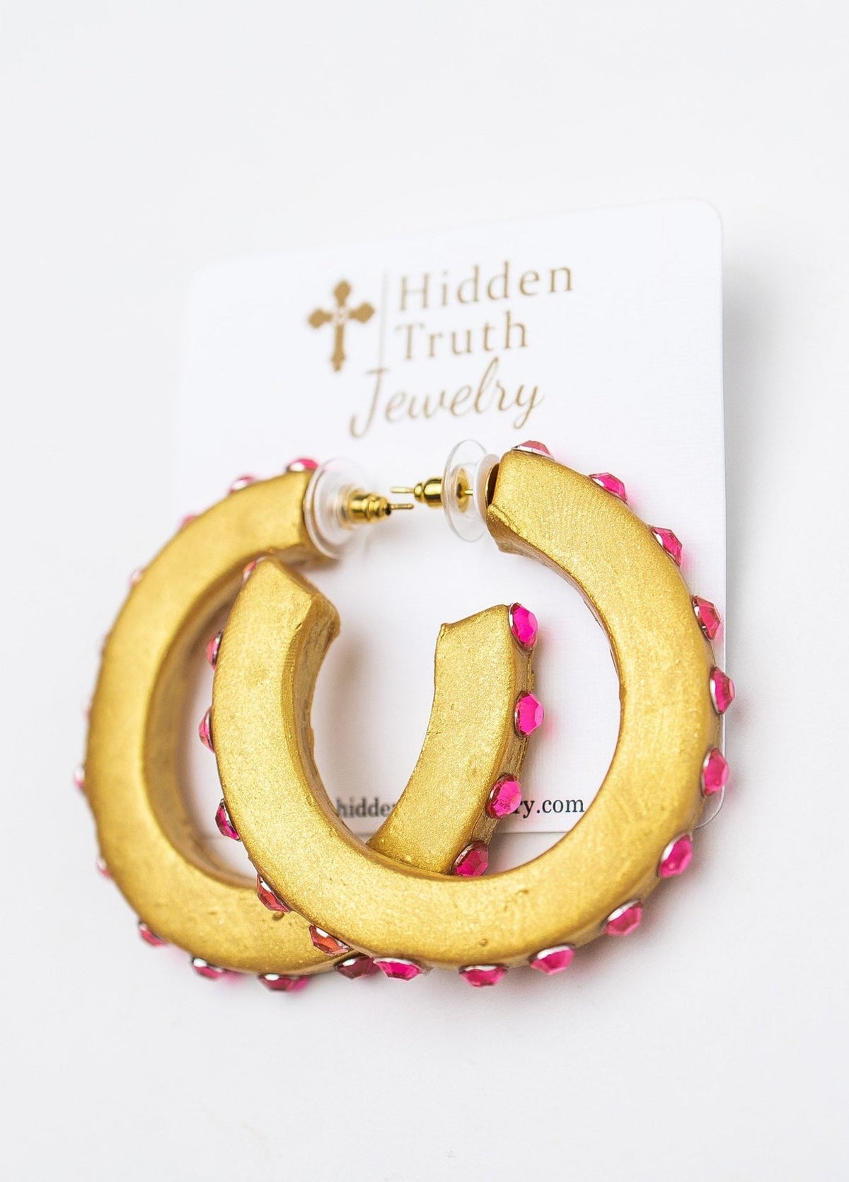 Pink Studded Hoop Earrings