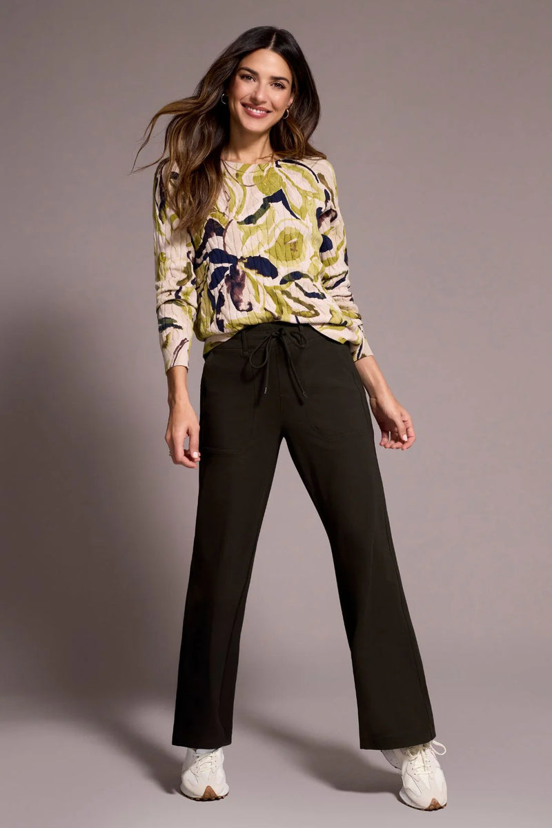 Printed Cable Cotton Crew Neck Sweater