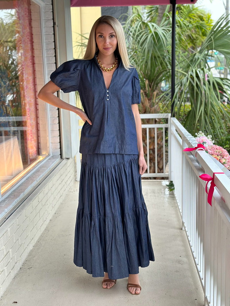 Boho Long Denim Skirt