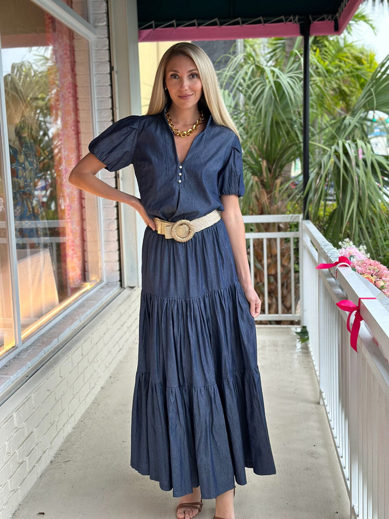 Boho Long Denim Skirt