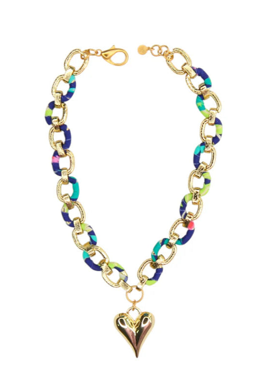 Zaza Link Necklace in Marine Blue