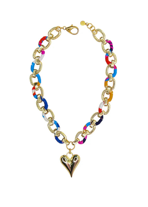 Zaza Link Necklace Hot Pink