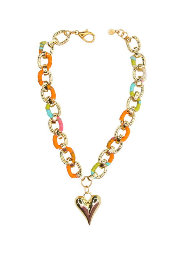 Zaza Link Necklace Pink Melon
