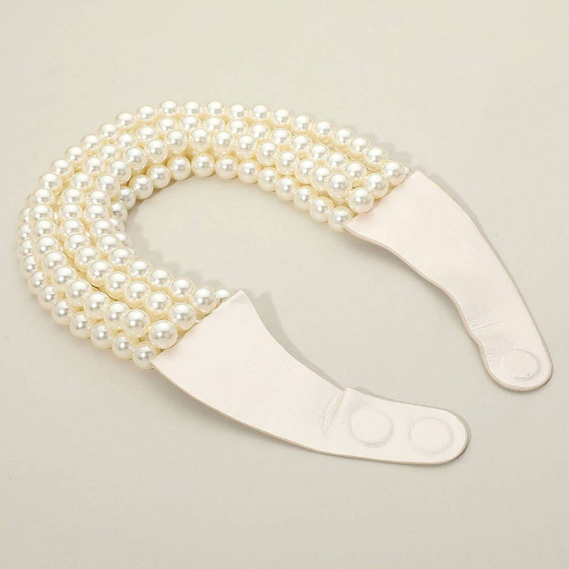 Chunky Bead Layered Magnetic Necklace: Pearl