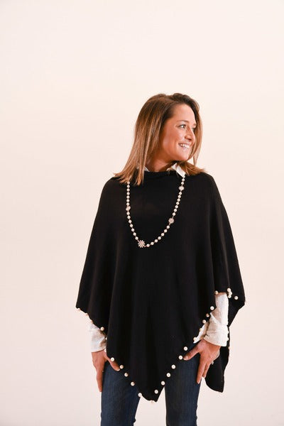 The Peyton Pearl Poncho in Black