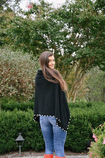 The Peyton Pearl Poncho in Black