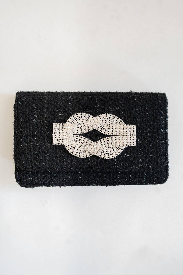 Black Coco Clutch - Rhinestone Knot