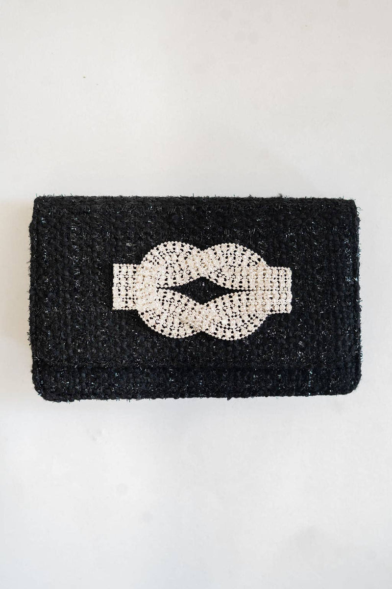 Black Coco Clutch - Rhinestone Knot