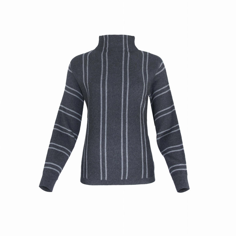 Verical Stripe Funnel Sweater