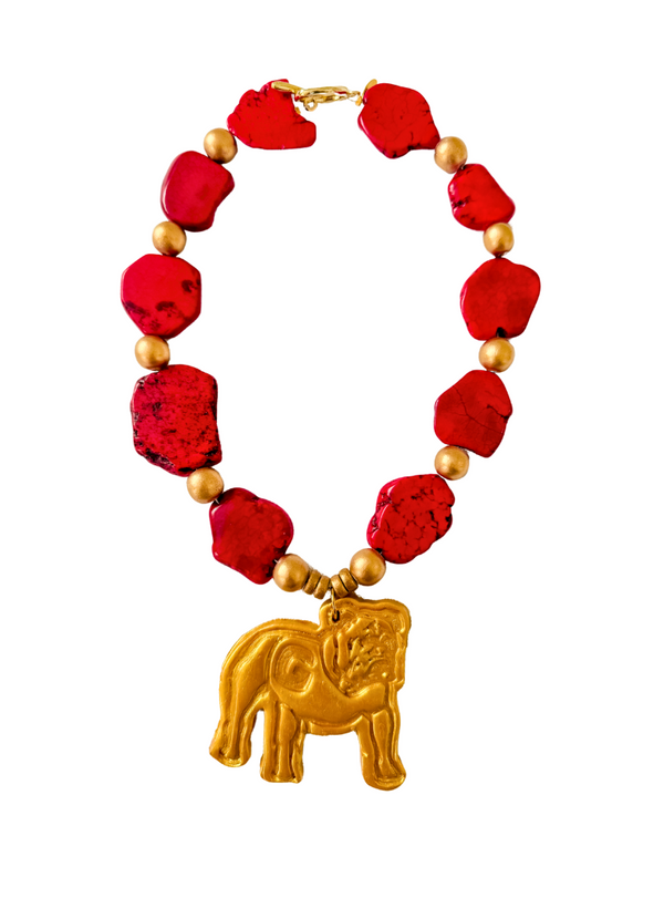 Red Slab Nuggets with Bulldog Necklace