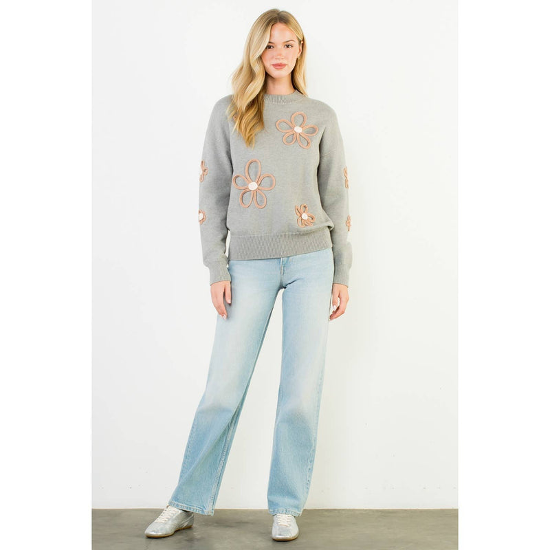 Floral Detail Knit Sweater