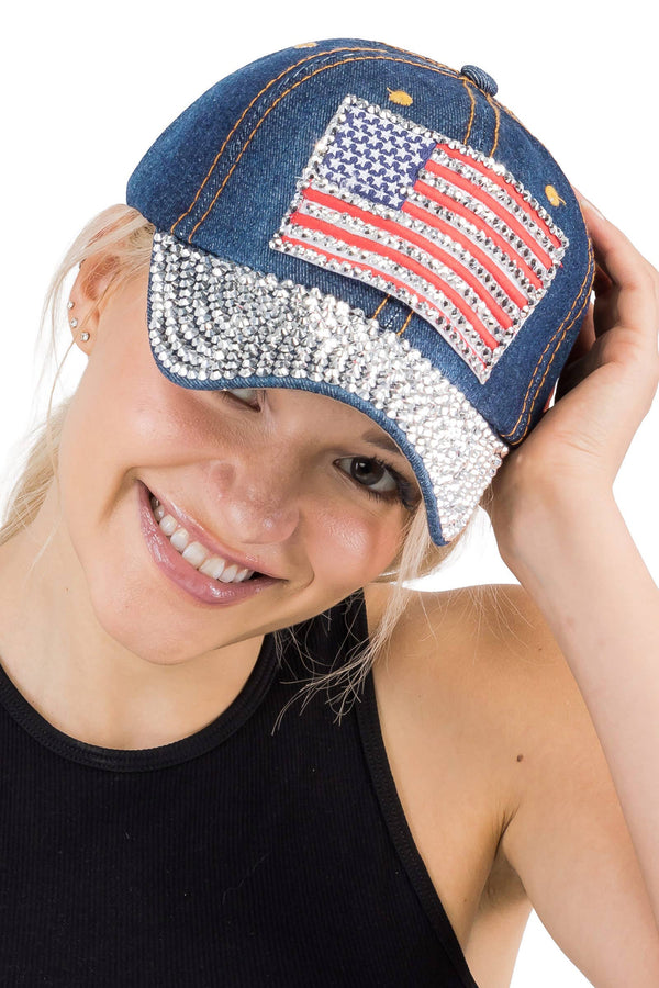 American Flag Denim Baseball Cap - 2 Colors
