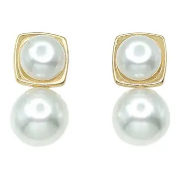 Pearl and Gold Circle Drop .75" Earring