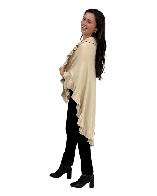 The Carlton Ruffle Wrap: Cream