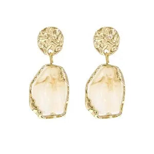 Acrylic Oval and Gold 1.75" Stud Earring