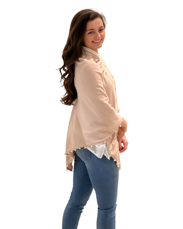 The Peyton Pearl Poncho in Beige