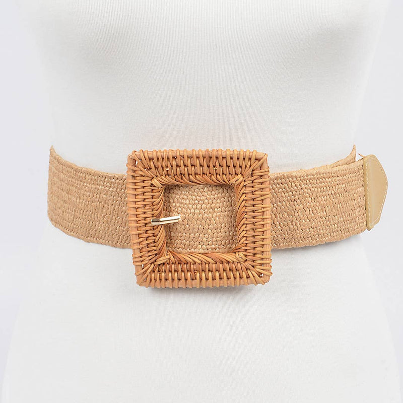 Elastic Twine Buckle Belt: Beige